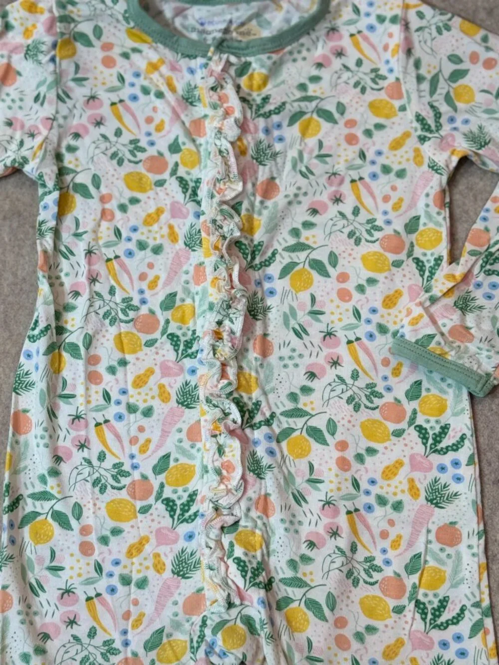 +Magnetic Me Garden Fruit Veggie Ruffle Footie Sleeper 6-9M Baby Girl Modal